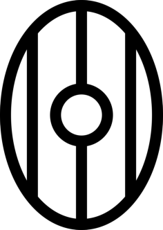 Oval Shield With Three Lines And Circle Sticker Outline Svg File, Free Vectors File